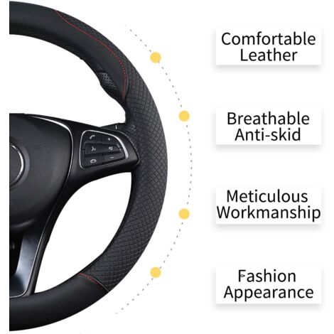 Universal Carbon Fiber Look Steering Wheel Cover – Black, Anti-Slip, Soft Touch (Fits Ford & Most Cars)