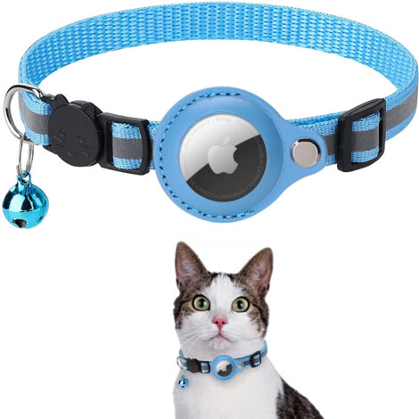 Cat Collar, Accessory Compatible with Apple, Collar with Anti-Strangulation Safety Buckle for Kitten, Cats and Small Dogs, GPS Cat Airtag Not Included