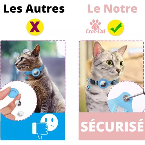 Cat Collar, Accessory Compatible with Apple, Collar with Anti-Strangulation Safety Buckle for Kitten, Cats and Small Dogs, GPS Cat Airtag Not Included