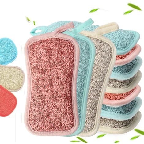 Reusable Washable Kitchen Sponge Pack of 10 Dishwashing Sponge Microfiber Sponge Scouring Sponge Double Sided Scrubbing Sponge for Cleaning