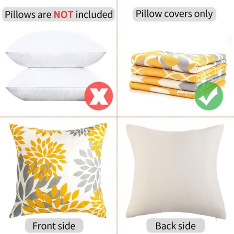 Wosendy Yellow & Grey Throw Pillow Covers, Set Of 4 – 18x18 Inch, Modern Print, Soft Plush Fabric - View #3