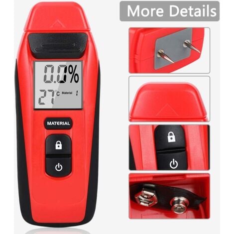 Moisture Detector for Various Materials（135x50x31mm）, Moisture Tester with LED Display and 2 Pins, Portable Digital Hygrometer Can Detect Wood, Furniture, Walls and Building Materials