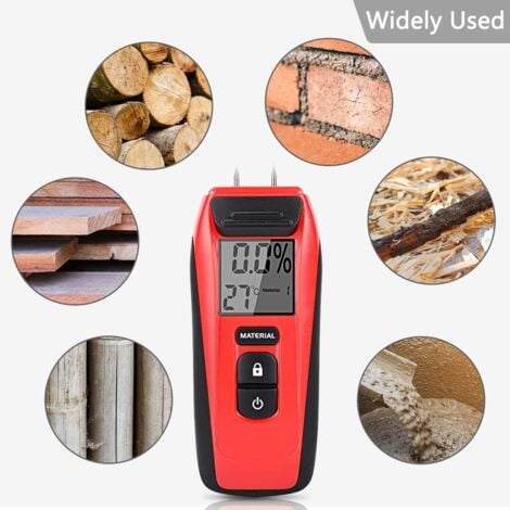 Moisture Detector for Various Materials（135x50x31mm）, Moisture Tester with LED Display and 2 Pins, Portable Digital Hygrometer Can Detect Wood, Furniture, Walls and Building Materials