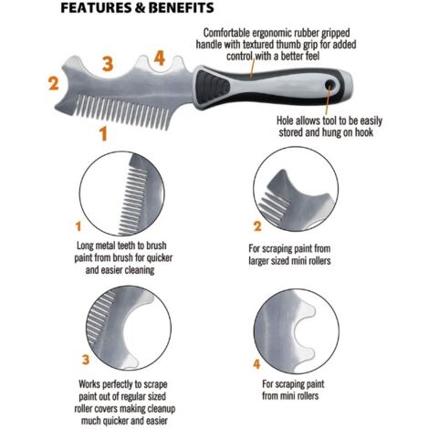 Paint Roller and Brush Cleaning Tool, Thick Stainless Steel Spatula Blade