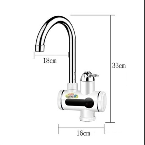 220V Electric Faucet with Instant Water Heater, 3000W, LED Temperature Display, Water Heater for Kitchen, Bathroom, Instant Water (Under, Large) [Energy Class A]