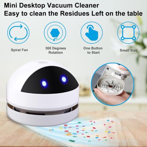 Mini Table Vacuum Cleaner, USB Rechargeable Mini Vacuum Cleaner, Portable Cordless Handheld Vacuum Cleaner, High Suction Power for Desk, Home, Office and Car, White