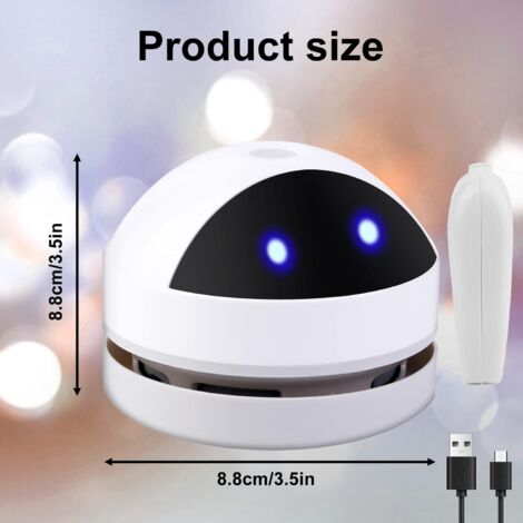 Mini Table Vacuum Cleaner, USB Rechargeable Mini Vacuum Cleaner, Portable Cordless Handheld Vacuum Cleaner, High Suction Power for Desk, Home, Office and Car, White