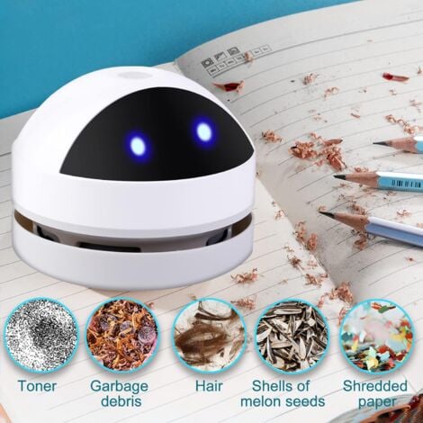 Mini Table Vacuum Cleaner, USB Rechargeable Mini Vacuum Cleaner, Portable Cordless Handheld Vacuum Cleaner, High Suction Power for Desk, Home, Office and Car, White