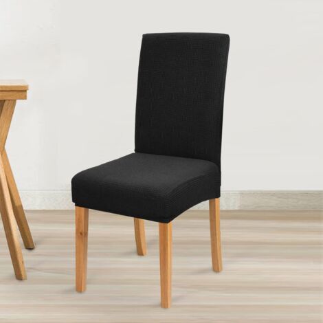 (Black)6 Pack Premium Waterproof Dining Chair Covers Elastic High Stretch Dining Room Chair Slipcovers Removable Chair Protector for Kitchen Party