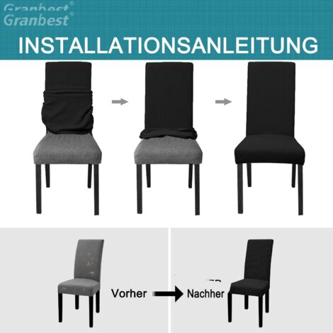 (Black)6 Pack Premium Waterproof Dining Chair Covers Elastic High Stretch Dining Room Chair Slipcovers Removable Chair Protector for Kitchen Party