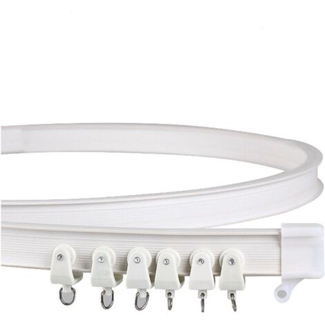 200cm Ceiling Mount Alloy Folding Rod Flexible Metal Plastic Window Curtain Rod White