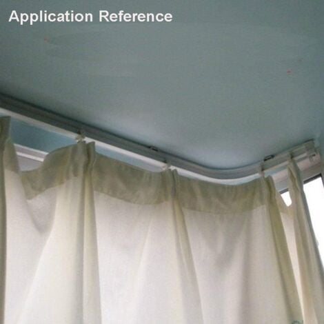 200cm Ceiling Mount Alloy Folding Rod Flexible Metal Plastic Window Curtain Rod White