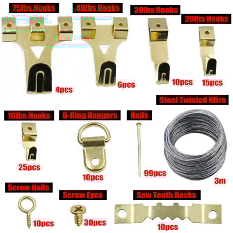 220 Pieces Silver Picture Hooks, Photo Frame Hooks, Picture