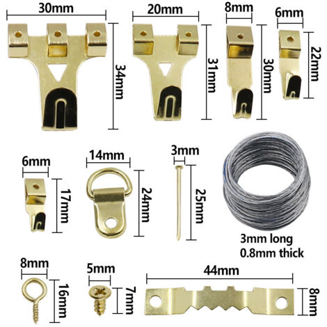 Sourcingmap 55mm X 23mm Double Hole Triangle D Ring Picture Frame Hangers 20PCS W Screws
