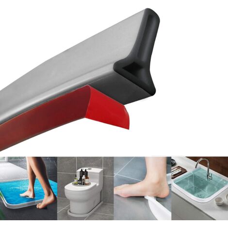 1M, Grey, Adoture Foldable Shower Barrier and Water Dam Retention System Keeps Water Inside Threshold (1/5)
