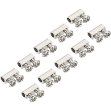 10x4x5mm Wire Rope Clips, 10Pcs Steel Cable Clamps 3mm Double Holes Wire Lock Rope Fittings Clip with M3x0.5 Screw for Cable (1/4)