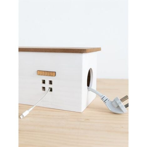 Cable Organizer Box Cable Storage Box Wooden Hidden Cable Protector Creative TV Computer Cable and Power Strip Storage Box Home Office Line Management Cable Management Box