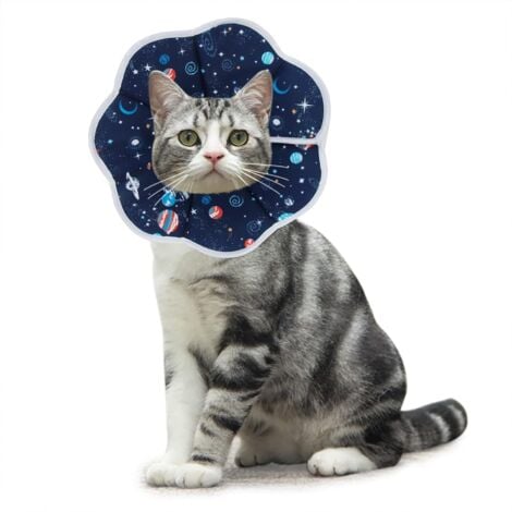 Blue (M) Cat Collars Anti-Bite Adjustable Protection Comfy Cone Recovery Collar for Cats and Puppies