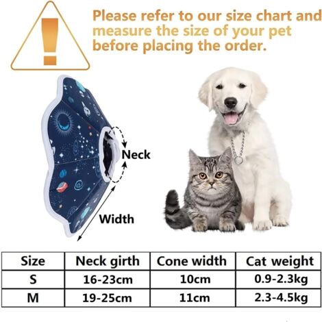 Blue (M) Cat Collars Anti-Bite Adjustable Protection Comfy Cone Recovery Collar for Cats and Puppies