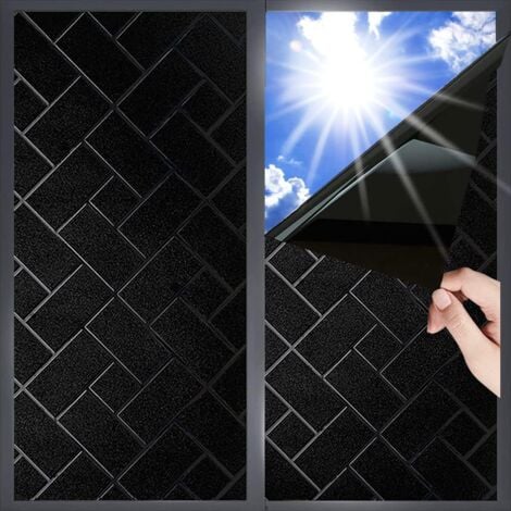 (Black, 45x200cm) Anti-Peep Window Film Blackout Window Film Electrostatic Glass Film Anti UV Frosted Effect Film for Office Home Bathroom Bedroom Kitchen