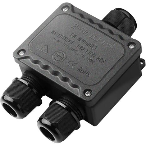 Dribox Outdoor Waterproof Electrical Connection Box – IP55 Rated, Small, Black (UK Plug)