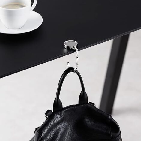 4X Handbag Hook - Foldable Metal Bag Hanger - Bag Holder for Table or Desk Handbag Hanger - Silver
