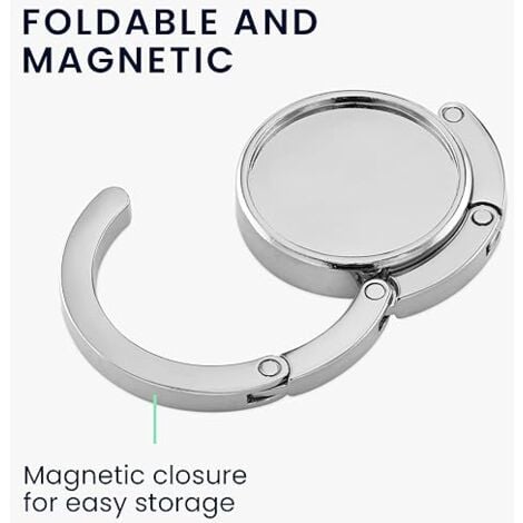 4X Handbag Hook - Foldable Metal Bag Hanger - Bag Holder for Table or Desk Handbag Hanger - Silver