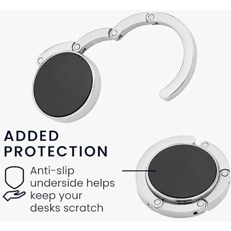 4X Handbag Hook - Foldable Metal Bag Hanger - Bag Holder for Table or Desk Handbag Hanger - Silver