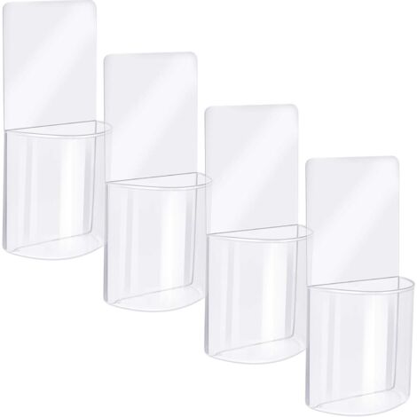 4Pcs Wall Mounted Storage Box Clear Remote Control Holder Practical Acrylic Media Organizer (1/5)