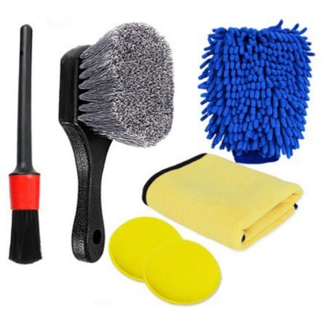 Car Tire Brush, Detailing Brush, Gap Cleaning Brush, Set of 6 Car Wash Gloves