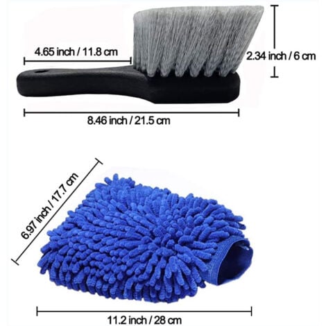 Car Tire Brush, Detailing Brush, Gap Cleaning Brush, Set of 6 Car Wash Gloves