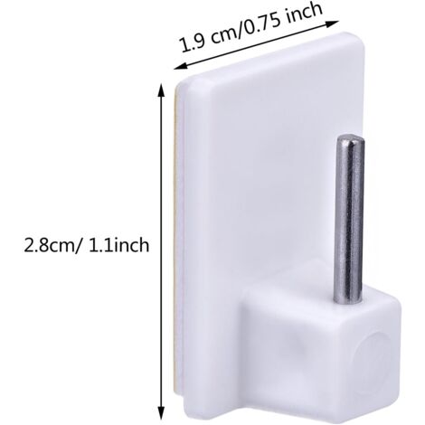 CSPARKV 20 Packs, Stainless Steel Plastic Self Adhesive Hooks for Net Curtain Rods, White