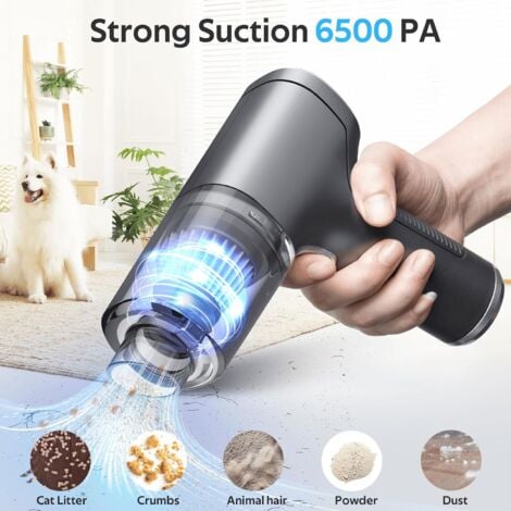 Cordless Handheld Vacuum Cleaner, 4 in1 Car Vacuum Cleaner, Mini USB-C Car Vacuum Cleaner Powerful 6500Pa, Rechargeable Lightweight with Washable Filter for Car Home