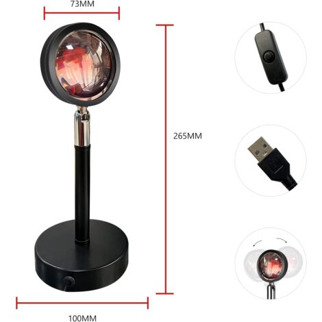 Sunset Lamp Sunset Red Projector Light, Sunset Projection LED Light, Sunset aura, Sunset lamp, USB powered, for your own media background room decoration