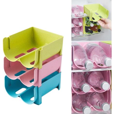 3 Piece Fridge Bottle Storage Beer Rack Refrigerator Plastic Stackable ...