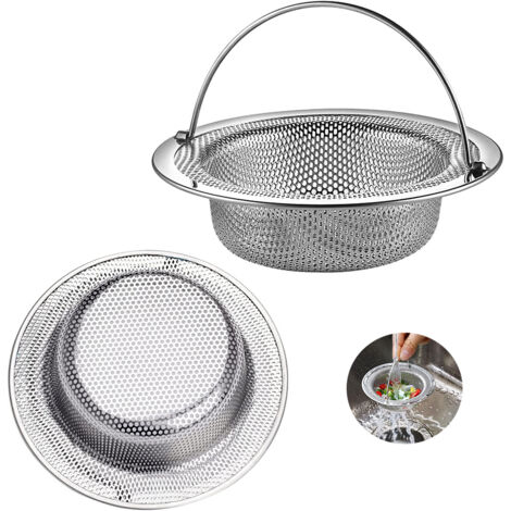 （11 x 3 x 8 cm）, 2 Pack Sink Strainer with Handle Stainless Steel, Kitchen Sink Grid, Kitchen Sink Stopper, Anti-Clog Filter for Kitchen/Bathroom Sink (11 cm Diameter). (1/5)