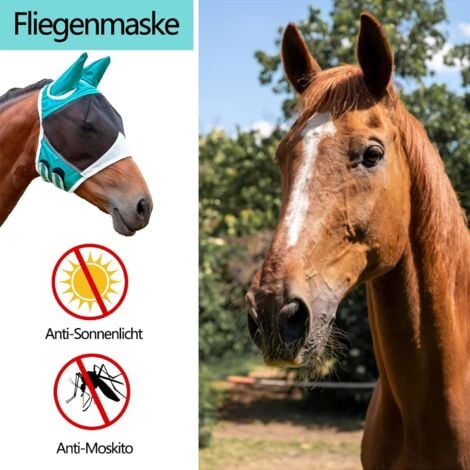 Anti Fly Mask Size S for Horses - UV Protection - Anti Mosquito Mask for Horses - With Ears - Breathable