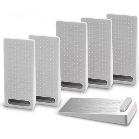 Door Stopper, Set of 6 Non-Slip Rubber Door Stops, Floor Door Stopper with Adjustable Height, Grey (1/5)