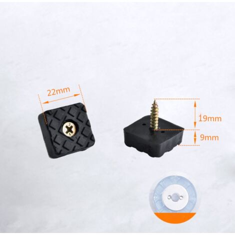 CSPARKV 22x22mm - Black - 20 Pcs Rubber Chair Pad Anti-Slip Chair Leg Protector Screw-in Anti-Slip Pad Anti-Noise Chair Leg Pad Square Chair Leg Pad