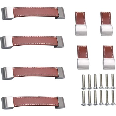 Leather Handle 8 Pieces Furniture Drawer Handles Cupboards Leather Furniture Door Handle Kitchen Pulls Knobs with Screws Leather Handle for Bathroom Kitchen Cabinets and Door (1/5)