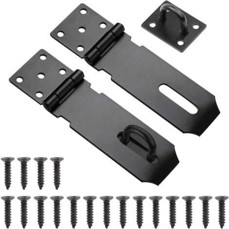 CSPARKV Door Hasp Padlock, 2pcs Exterior Door Latch Clasp, 5 Inch Stainless Steel Exterior Door Lock Hasp with Screws for Closet Garage Door Lock (Black) (1/5)