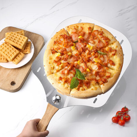 （60.5x30.3x1.6cm）Perforated Pizza Peel, Stainless Steel Pizza Peel, Pizza Peel with Removable Handle, Durable and Lightweight