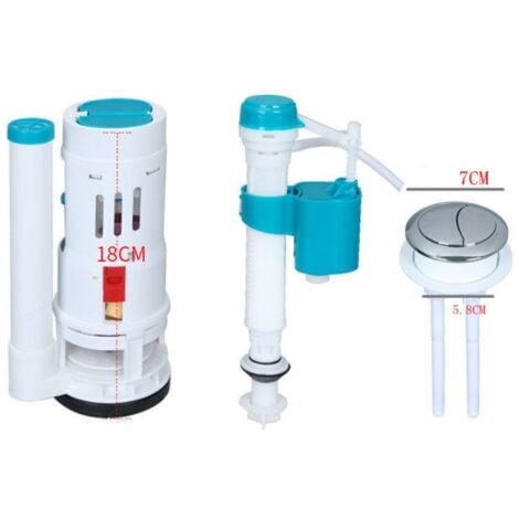 CSPARKV 18cm - 3 Piece Set - Flush Mechanism for Concealed Cistern - Suitable for Close-Fitting Toilets