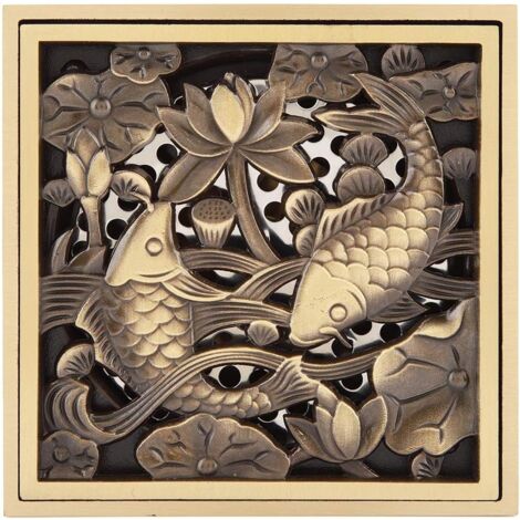 CSPARKV 10CM Floor Drain Antique Brass Floor Drain Waste Strainer Cover Grate for Home Kitchen Bathroom Toilet Laundry Garden Outdoor(4) (1/5)