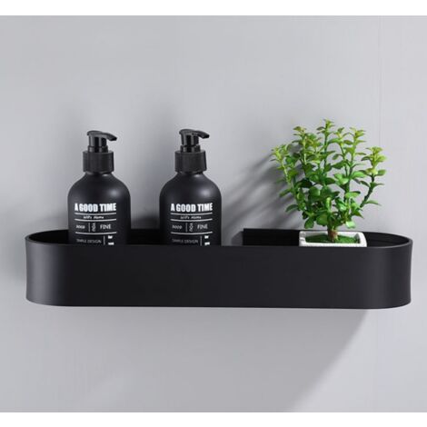 (Black Aluminum) Shower Shelf - No Drilling - Installation with Mounting Tape or Industrial Strength Glue (1/5)