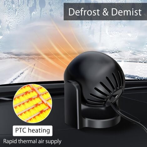 CSPARKV Car Heater, 12V 120W 2 in 1 Car Heater and Cooling Fan, Portable, with Cigarette Lighter Plug, 360° Rotatable, Windshield Defogger