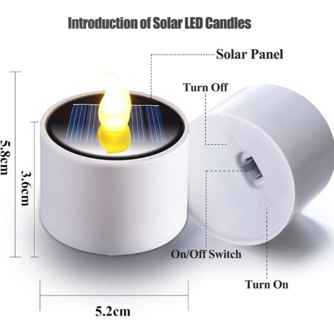 (Warm White)6pcs Solar LED Candles Rechargeable Flickering Waterproof Tea Light Candles, Perfect for Patio, Garden, Wedding, Party, Christmas Decoration
