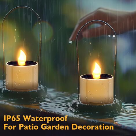 (Warm White)6pcs Solar LED Candles Rechargeable Flickering Waterproof Tea Light Candles, Perfect for Patio, Garden, Wedding, Party, Christmas Decoration