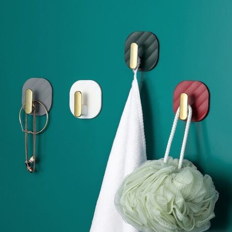 Pieces Adhesive Hooks, Wall Mounted Coat Hooks No Drilling, Waterproof Hanger, Towel Hooks Self Adhesive, Washcloth Holder for Bathroom, Kitchen, Office