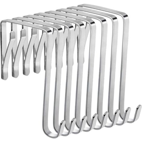 Adjustable Metal Door Hooks, 8 Pack Adjustable Over Door Hooks 10 x 5 cm, Fits Interior Doors with a Thickness of 3.6 to 4.9 cm, No Drilling Hook